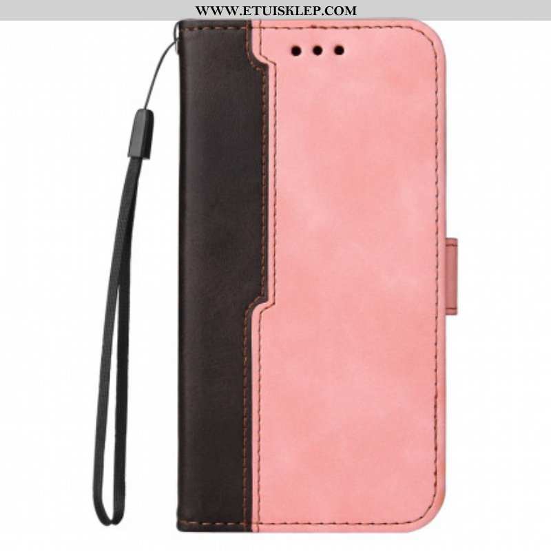 Etui Folio do Oppo A54 5G / A74 5G Kolorowa Dwukolorowa Sztuczna Skóra